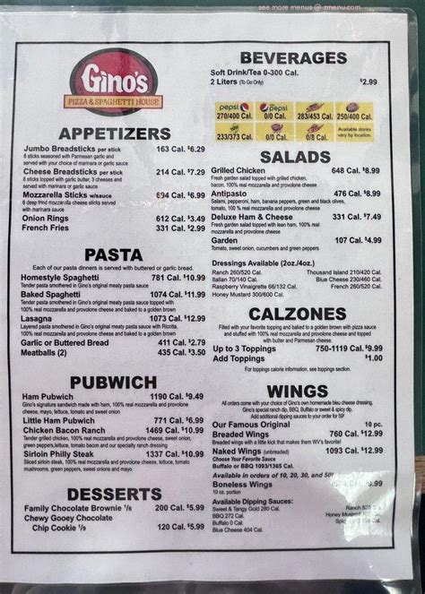 Start your review of Gino&x27;s Pizza & Spaghetti House. . Ginos pizza and spaghetti house weston menu